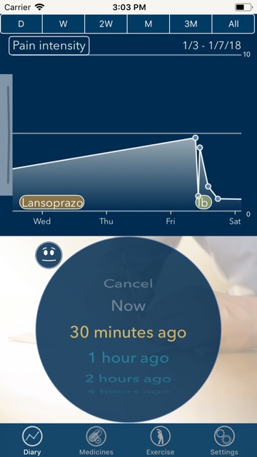 Chosing a time to record an event or symptom score