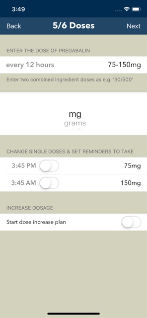Entering medicine doses
