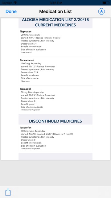 Exporting/ Printing your medicine history list